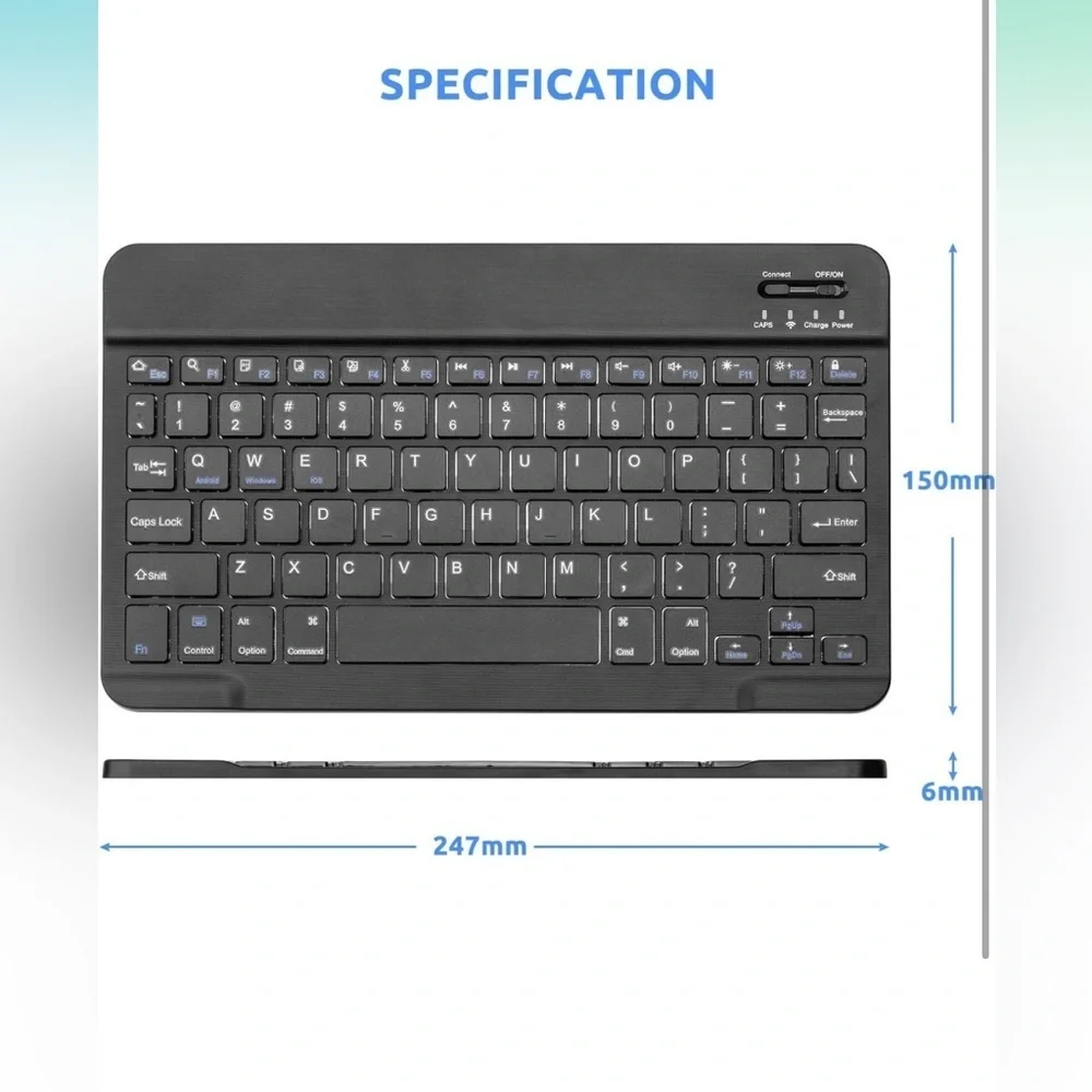 NIB Fire HD 10 Wireless Keyboard, Universal Slim Bluetooth Rechargeable Battery